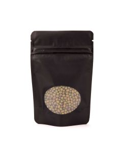ZBGO2MB Matte Black Oval Window Stand Up Zipper Pouch – 4” x 2 3/8” x 6”