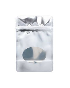 ZBGO2S Silver Oval Window Stand Up Zipper Pouch – 4” x 2 3/8” x 6”