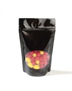 ZBGO3B Black Oval Window Stand Up Zipper Pouch – 5 1/8” x 3 1/8” x 8 1/8”