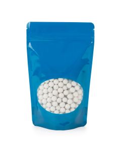 ZBGO3BL Blue Oval Window Stand Up Zipper Pouch – 5 1/8” x 3 1/8” x 8 1/8”