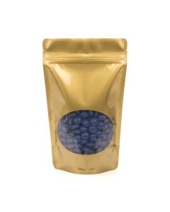 ZBGO3G Gold Oval Window Stand Up Zipper Pouch – 5 1/8” x 3 1/8” x 8 1/8”