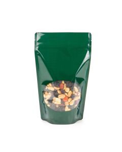 ZBGO3HG Hunter Green Oval Window Stand Up Zipper Pouch – 5 1/8” x 3 1/8” x 8 1/8”