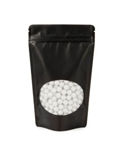 ZBGO3MB Matte Black Oval Window Stand Up Zipper Pouch – 5 1/8” x 3 1/8” x 8 1/8”