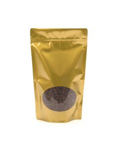 ZBGO4G Gold Oval Window Stand Up Zipper Pouch – 6 ¾” x 3 ½” x 11 ¼”