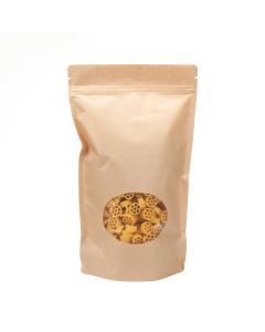 ZBGO4K Kraft Oval Window Stand Up Zipper Pouch – 6 ¾” x 3 1/2” x 11 ¼”