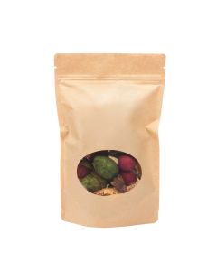 ZBGO7K Kraft Oval Window Stand Up Zipper Pouch – 5 7/8” x 3 ½” x 9 1/8”