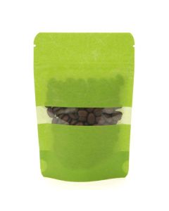 ZBGR2GR Green Rice Paper Stand Up Zipper Pouch with Window -  4" x 2 3/8" x 6"