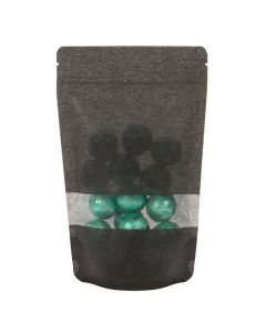 ZBGR3B Black Rice Paper Stand Up Zipper Pouch with Window - 5 1/8" X 3 1/8" X 8 1/8"