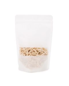 ZBGR7W White Rice Paper Stand Up Zipper Pouch with Window – 5 7/8” x 3 ½” x 9 1/8”