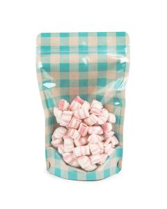 ZBGSW3BLP Specialty Stand Up Zipper Pouch Pastel Blue Plaid Kraft - 5 1/8" x 3 1/8" x 8 1/8"
