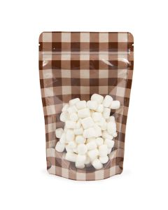 ZBGSW3BRP Specialty Stand Up Zipper Pouch Brown Plaid Kraft - 5 1/8" x 3 1/8" x 8 1/8"