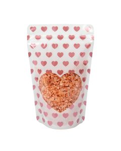ZBGSW3MH Specialty Stand Up Zipper Pouch White with Rose Gold Mini Hearts - 5 1/8" x 3 1/8" x 8 1/8"