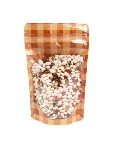 ZBGSW3OP Specialty Stand Up Zipper Pouch Burnt Orange Plaid Kraft - 5 1/8" x 3 1/8" x 8 1/8"