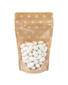 ZBGSW3SD Specialty Stand Up Zipper Pouch White Dots and Stripes Kraft - 5 1/8" x 3 1/8" x 8 1/8"