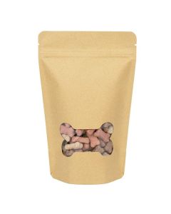 ZBGW3KB Specialty Stand Up Zipper Pouch Kraft Bone-Shaped Window  - 5 1/8" x 3 1/8" x 8 1/8"
