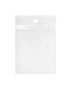 ZR1H2 2 Mil Crystal Clear Zip Bags – 1 ½” x 2” (Round Hang Hole)