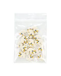 ZR34V 2 Mil Crystal Clear Zip Bags – 3” x 4” (Round Hang Hole - With Vent Hole)