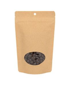 ZBGEO3K Kraft Eco Zip Pouch with Oval Window -  5 1/8" x 3 1/8" x 8 1/8"