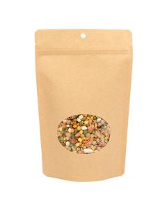 ZBGEO7K Kraft Eco Zip Pouch with Oval Window - 5 7/8" X 3 1/2" X 9 1/8"
