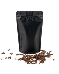 ZBGM4MBV Matte Black Metallized Stand Up Zipper Pouch with Valve - 6 3/4" x 3 1/2" x 11 1/4"