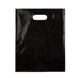H1215BK1 Black Die Cut Handle Shopping Bags - 12