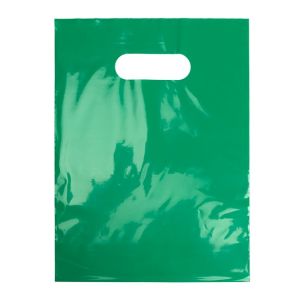 H912GR1 Green Die Cut Handle Shopping Bags - 9