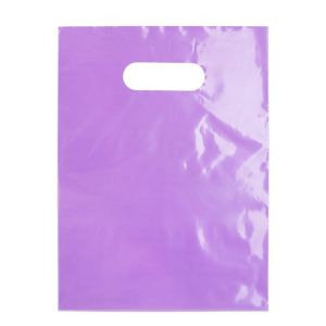 H912PR1 Purple Die Cut Handle Shopping Bags - 9