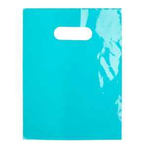 H912TL1 Teal Die Cut Handle Shopping Bags - 9