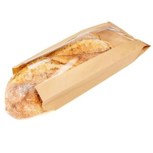 KBB3 Kraft Bread Bag with Window - 5 1/2