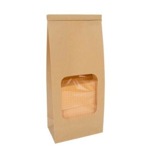 TTW2K  Kraft Tin Tie Bag with Window - 4 1/4