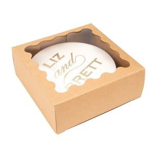 WKRG194 Kraft Window Box with scalloped window and glued in PET Sheet - 4 1/4