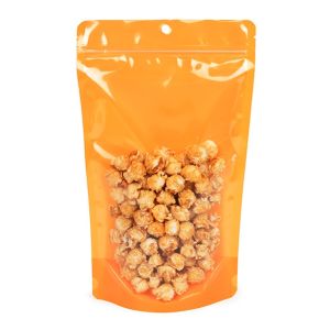 ZBGN4OR Orange Neon Colour Backed Stand Up Zipper Pouch - 6 3/4