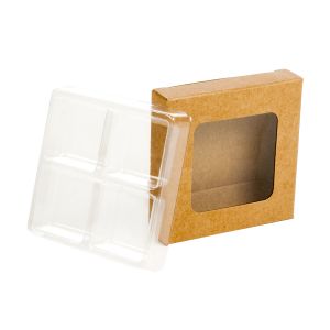 CNDY277 Kraft Artisan Candy Box Set (Holds 4) – 2 ¾” x 2 11/16” x 13/16”