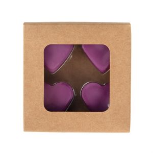 CNDYH277 Heart-shaped Kraft Artisan Candy Box Set (Holds 4) – 2 3/4