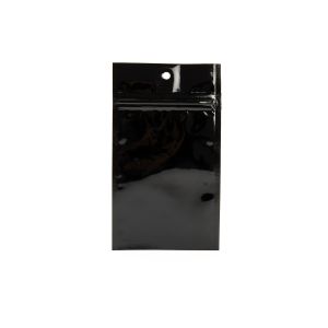 HZBB3MB Black Zip Top Hanging  Bag – 3” x 4 1/2”