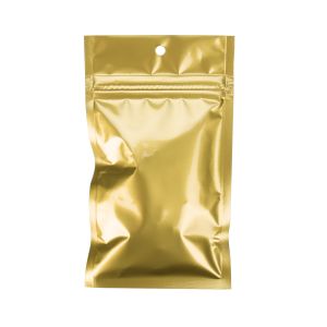 HZBB3MG Gold Zip Top Hanging  Bag – 3” x 4 1/2”