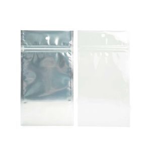 HZBB5CW Zip Top Hanging  Bag – Clear Front/White Back – 4” x 6 ½”
