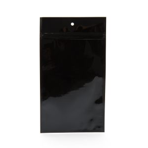 HZBB6MB Black Zip Top Hanging  Bag – 5” x 8 3/16”