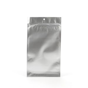 HZBB6MS Silver Zip Top Hanging  Bag – 5” x 8 3/16”