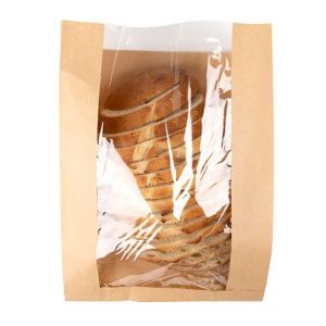 KBB5 Kraft Bread Bag with Window - 10 1/4