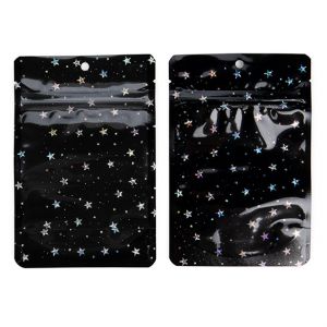 ZBGHB2C Black Holographic Stars Backed Stand Up Zipper Pouch - 4