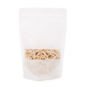ZBGR7W White Rice Paper Stand Up Zipper Pouch with Window – 5 7/8” x 3 ½” x 9 1/8”