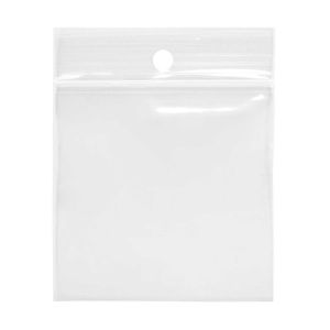 ZR22 2 Mil Crystal Clear Zip Bags – 2” x 2” (Round Hang Hole)