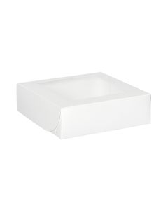 CBHW10103W Lock Corner Bakery Box with Window (White) - 10" x 10" x 3"