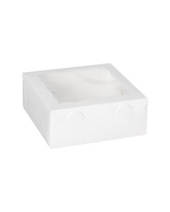 CBHW10104W Lock Corner Bakery Box with Window (White) - 10" x 10" x 4"