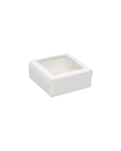 CBHW662W Lock Corner Bakery Box with Scalloped Window (White) - 6" x 6" x 2 1/2"