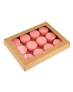 CNDYR271 Round-shaped Kraft Artisan Candy Box Set (Holds 12) – 4" x 5 7/16" x 13/16"