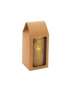 FS321 Kraft Tapered Box with Window – 3 ½” x 3 ½” x 8 ½”