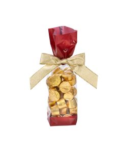 G1RD Red Solid Bands Printed Gusset Bag - 2" x 1 7/8" x 9 1/2"