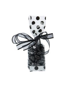 G1WB White with Black Polka Dot Printed Gusset Bag - 2" x 1 7/8" x 9 1/2"